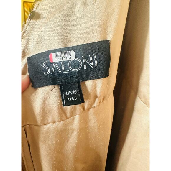 SALONI Aidan Bronze Copper Sequin Mesh Sleeveless V-Neck Sheath Dress Size US 6 - Picture 14 of 16